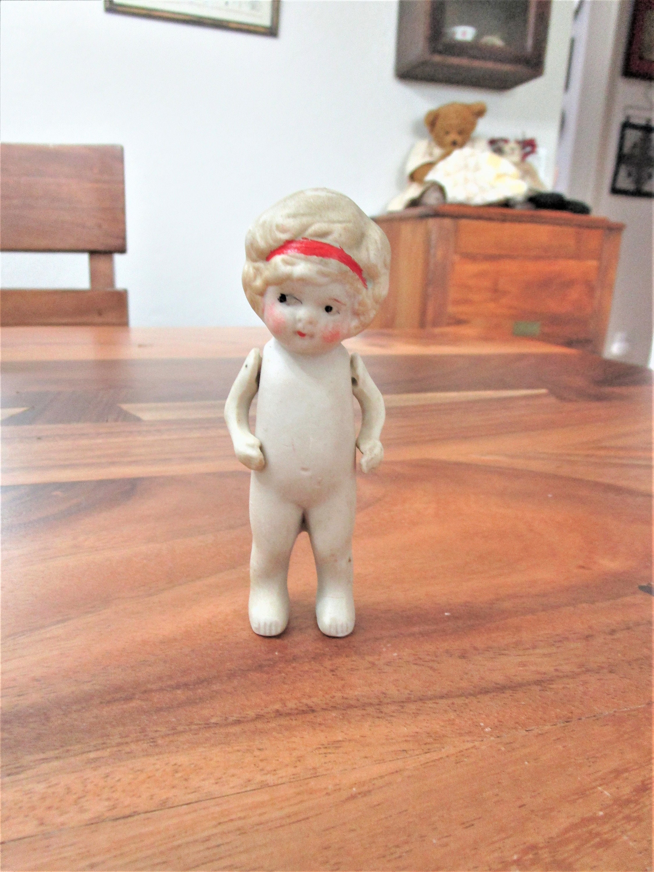 Antique Porcelain Bisque Doll Made in Japan Blue Eyes Soft Body