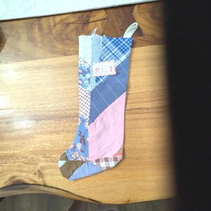 Vintage- Handmade- Quilt- Gift- Christmas- Holiday- Patchwork- Stocking- Primitive- Country- Farmhouse- Multi Colored- Cotton- OOAK