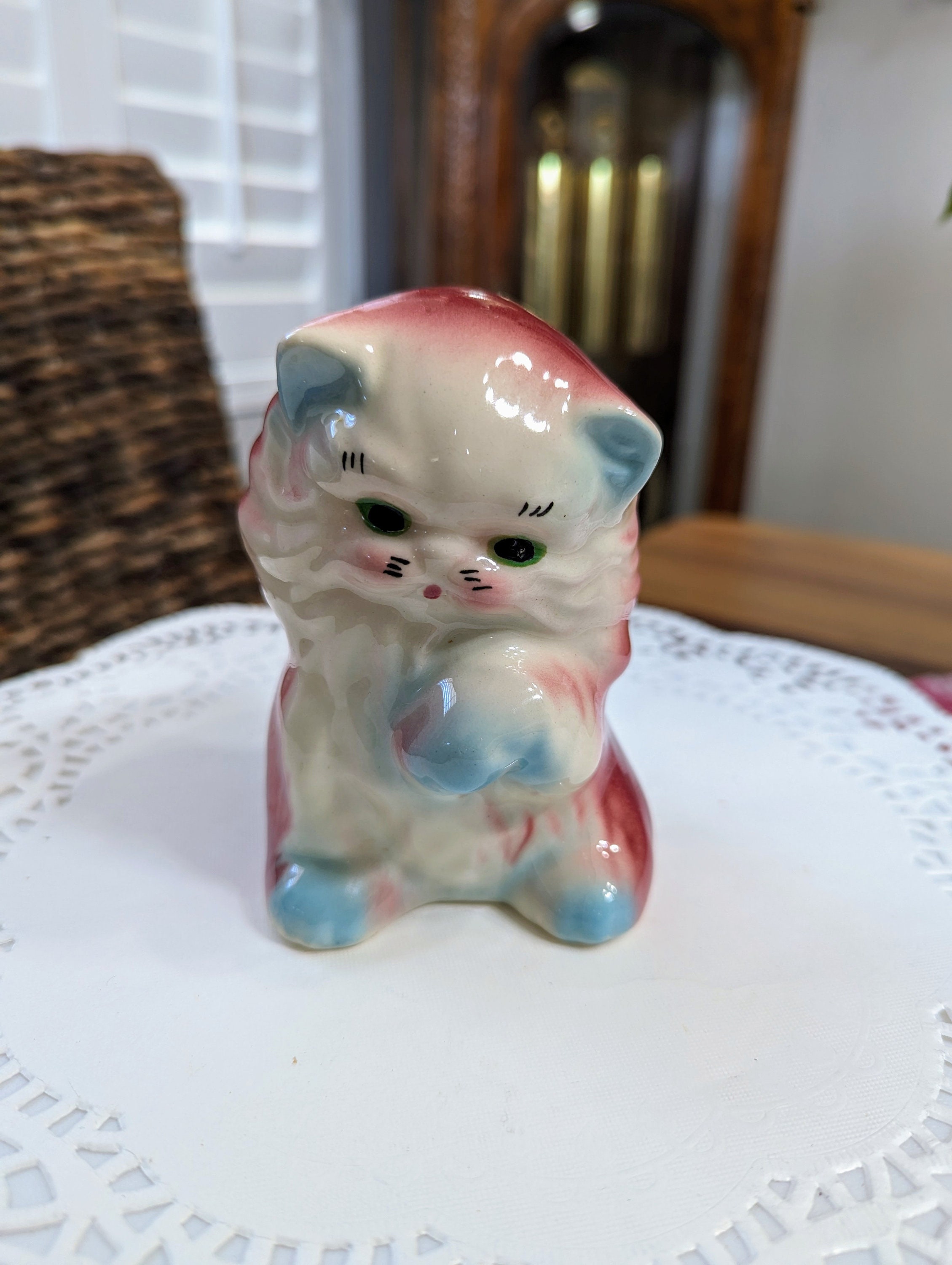 Vintage NAPCO Kitschy Kitten With A Butterfly on the Tail