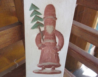 Vintage Christmas- Unique- Santa- Handmade- Ceramic- Ornament- Primitive- Christmas Tree-Mantel-Butter Mold