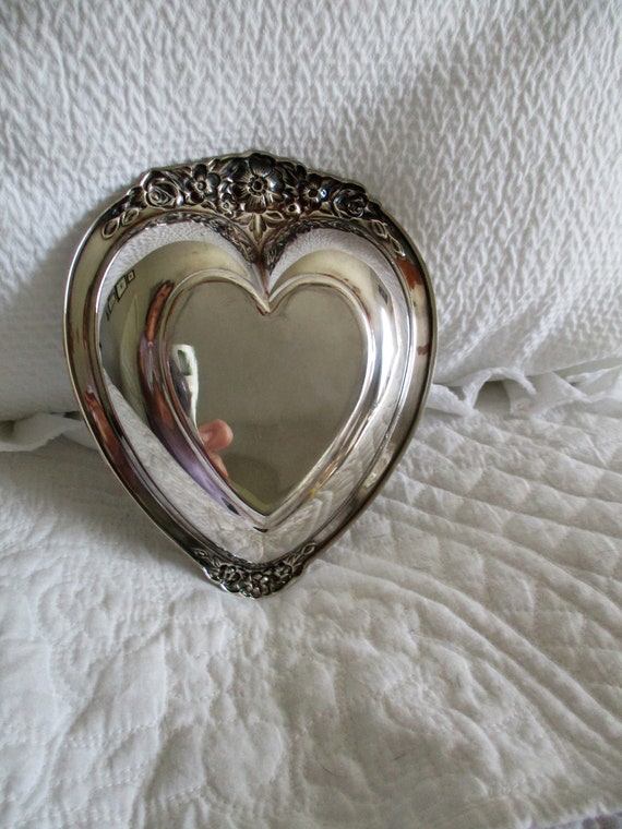 Vanity- Dish- Silver- Heart- Shape- Dresser- Dish… - image 3