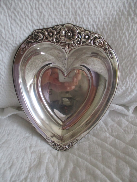 Vanity- Dish- Silver- Heart- Shape- Dresser- Dish… - image 2