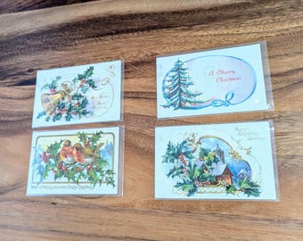 Antique- Christmas- Postcards- Birds- Church- Tree- Bell- Victorian- Edwardian-  Ephemera- Scrapbooking- Crafting- Decor- Ornaments - Rare