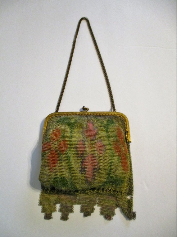 Purse- Antique- Mesh- German- Rare- Flapper-Metal… - image 8