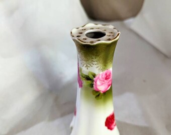 Antique Victorian Nippon Hatpin Holder Hand‎ Painted Roses Beading Antique Victorian Nippon Hatpin Holder Hand Painted Roses  main image 4