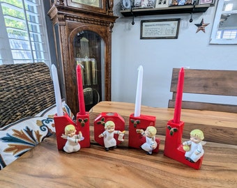 Vintage Noel PIXIE Christmas Candle Holders Letters