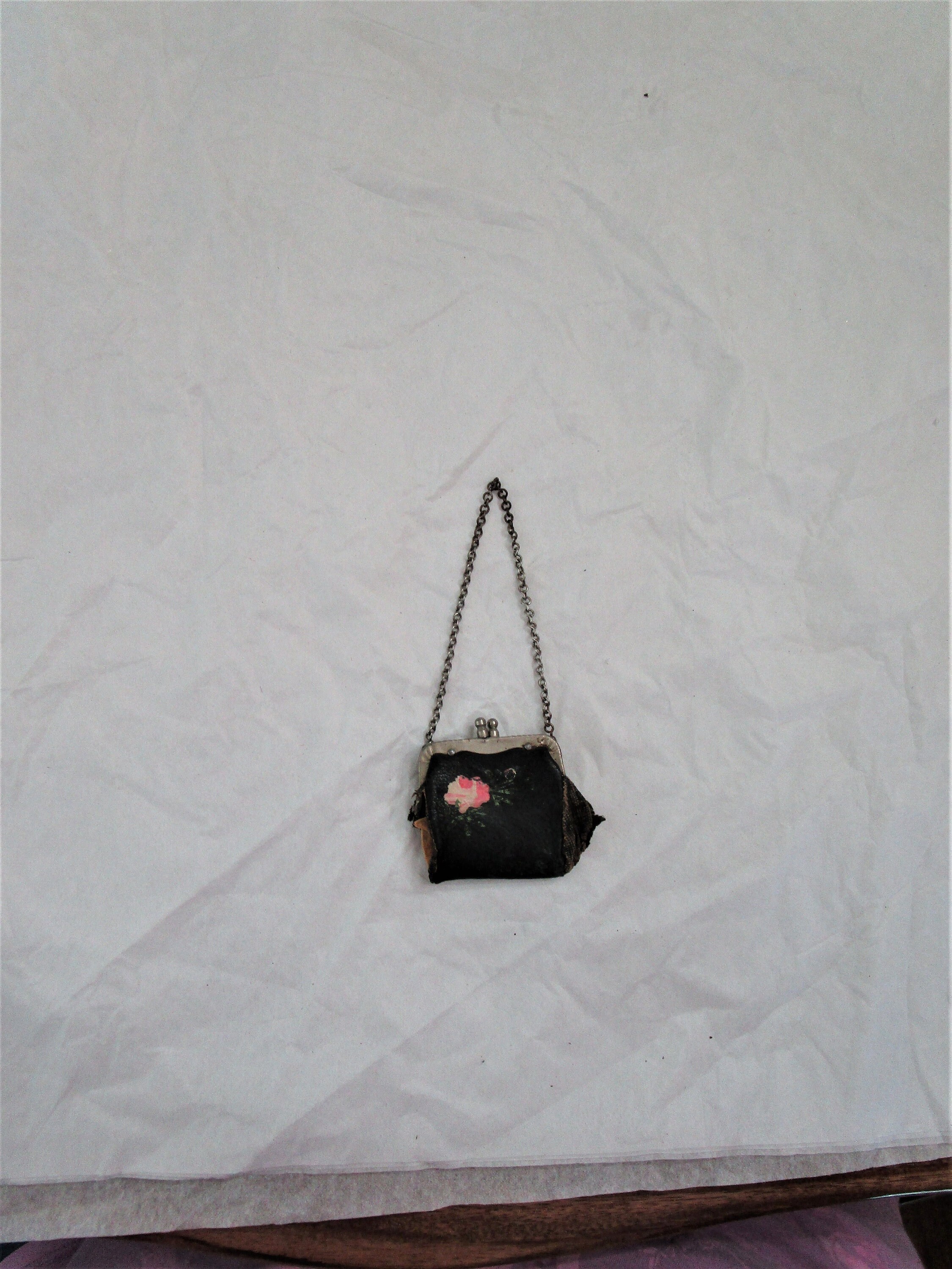 Accessoires de Poupée Ancienne; Ancien Petit SAC en Cuir- 14 × 13 cm