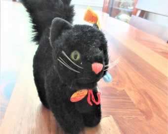 Adorable Vintage Miniature Steiff Burri Black Halloween Cat Made