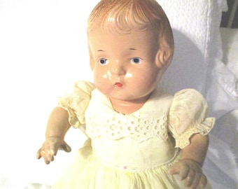 Antique -Doll- Patsy Ann-  Style- Composition -  Collector- Lover- 1920- 1930 - Dressed - Hand painted- Original-  15 Inches