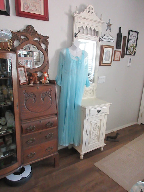 Vintage Lingerie- Night Gown Set -Blue- Lace- MCM-