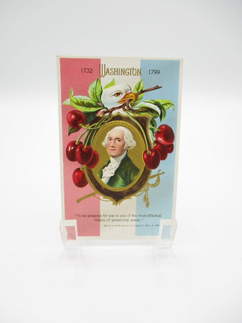 Antique Post Card Ephemera George Washington Veteran-Militaria- 4th of July Memorial Patriotic Americana Flag