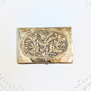 Raro - Impresionante - Vintage - Antiguo - Plata esterlina - Tarjetero - Accesorios - Pájaro - Repujado - Unisex - Regalo - Floral - Único - OOAK