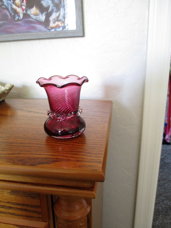 Cranberry Glass Pilgrim Glass Red Vase Etsy