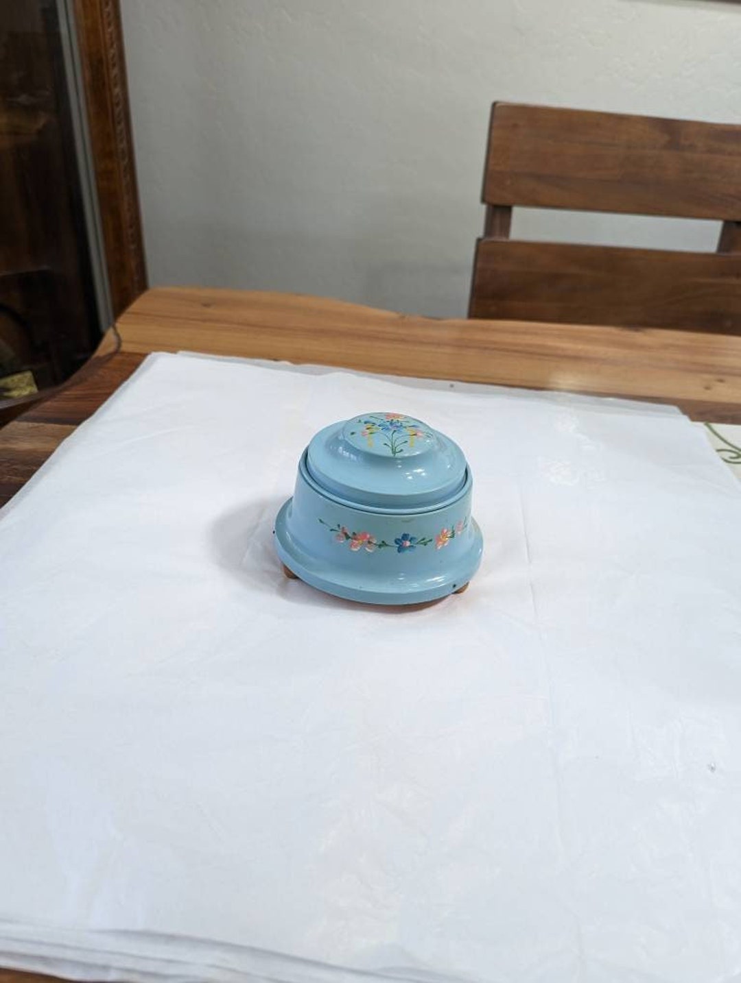 Vintage Music Box Hand Painted Flowers Works 1950's Etsy