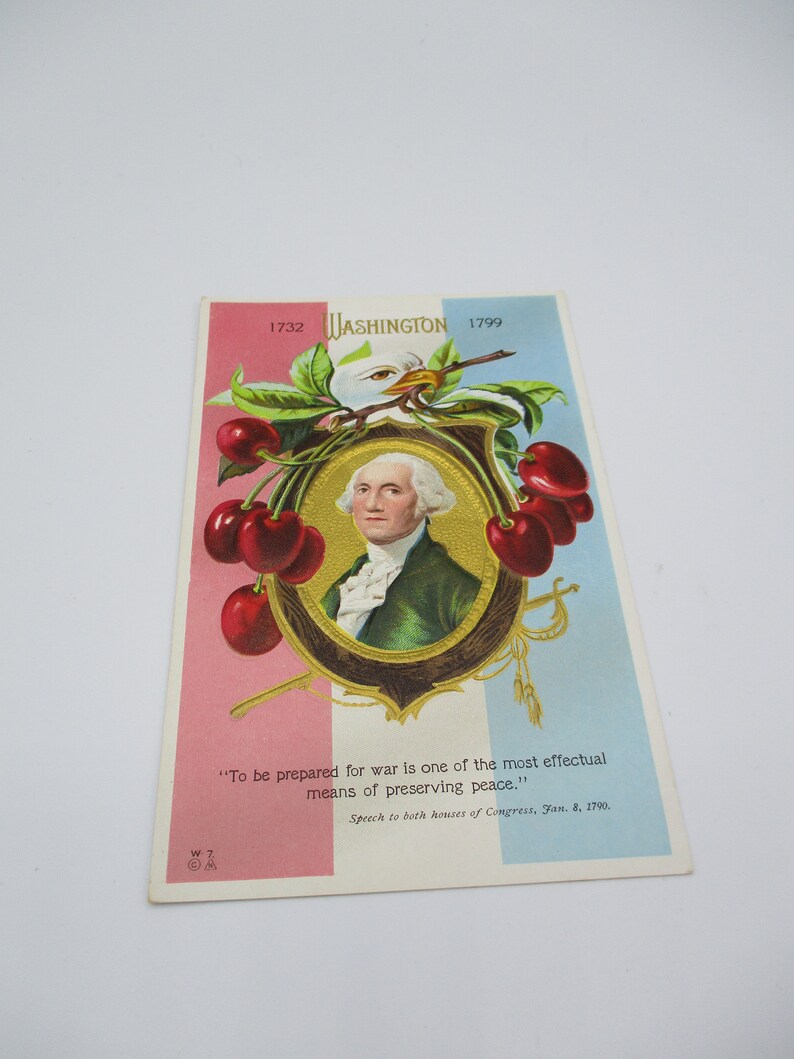 Antique Post Card Ephemera George Washington Veteran-Militaria- 4th of July Memorial Patriotic Americana Flag