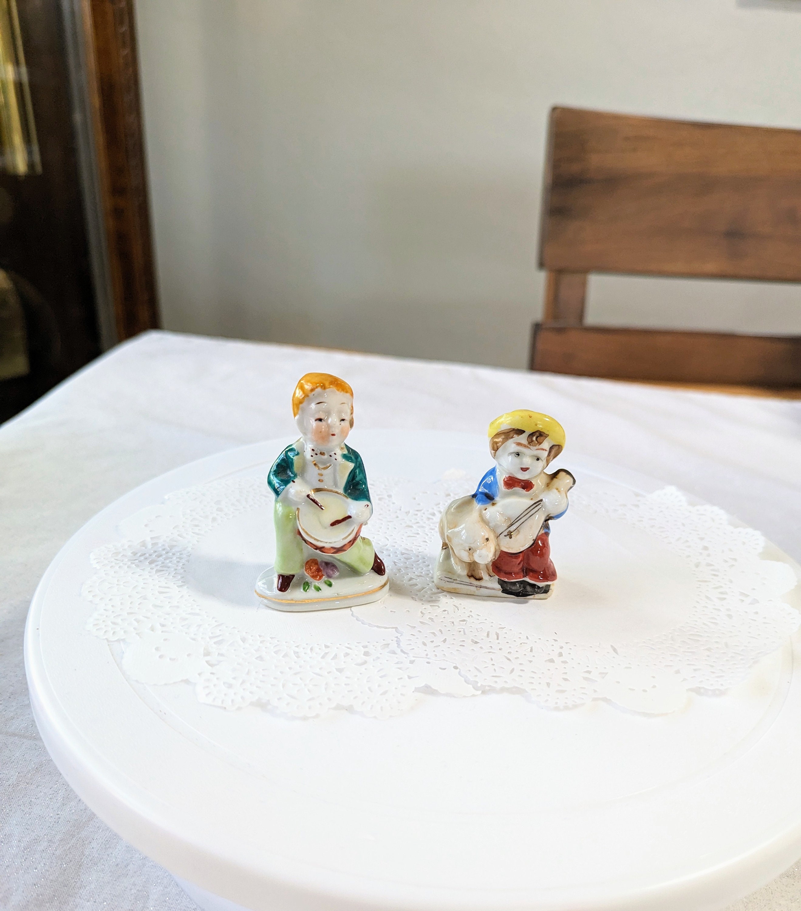 ホビー・楽器・アート acteur Antique Figurine- Pair- Musical- Japan- Occupied- Drum