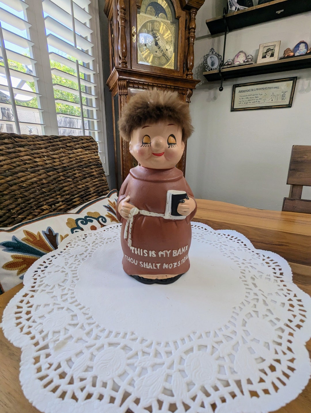 Vintage- Bank- Monk- Friar- Ceramic- Rabbit- Fur- Kitsch- Religious ...