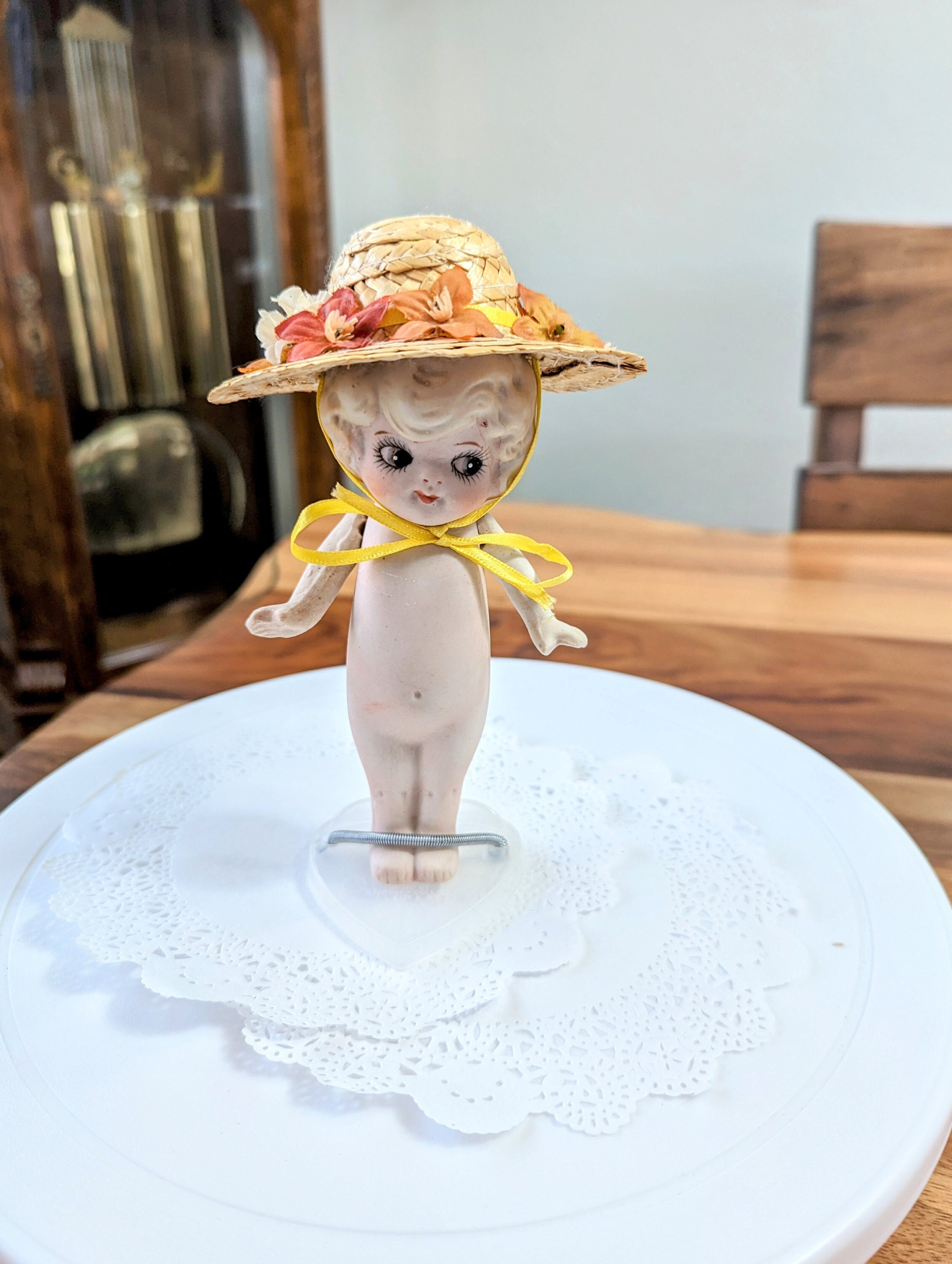 Old Bisque doll Betty Boop, Kewpie, Flapper antique doll, big eye doll,  Dollhouse size, All bisque, made in Japan, Christmas gift for mom