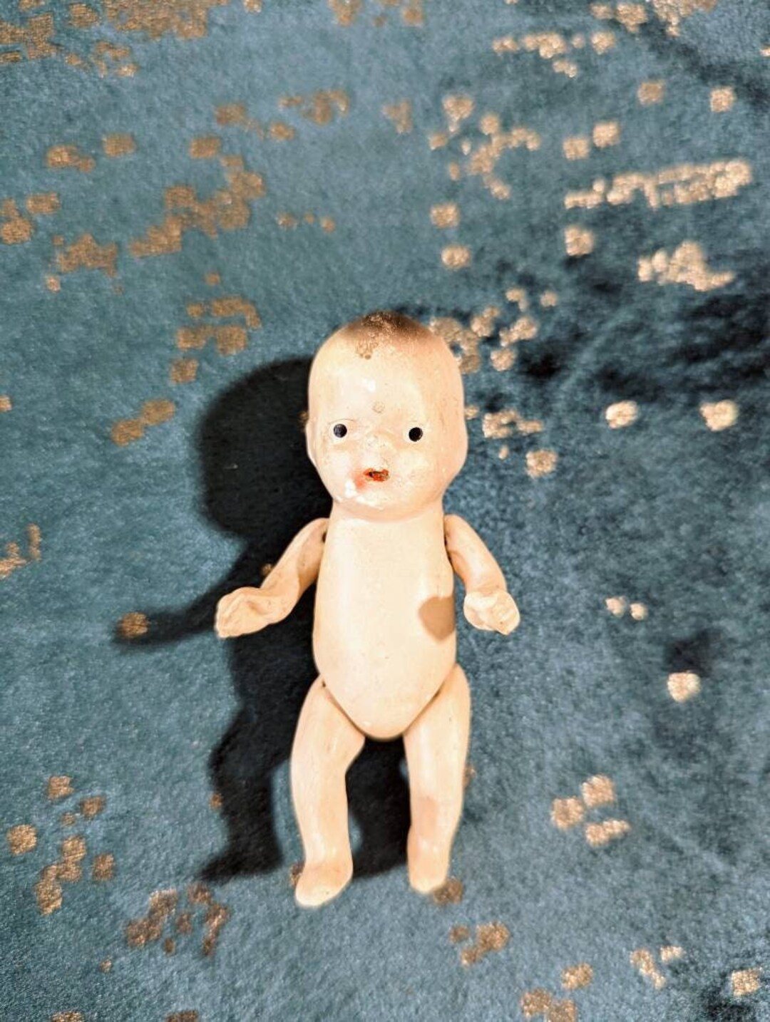 Antique- Doll- Bisque- 1920's- Hand Painted- Jointed- Miniature