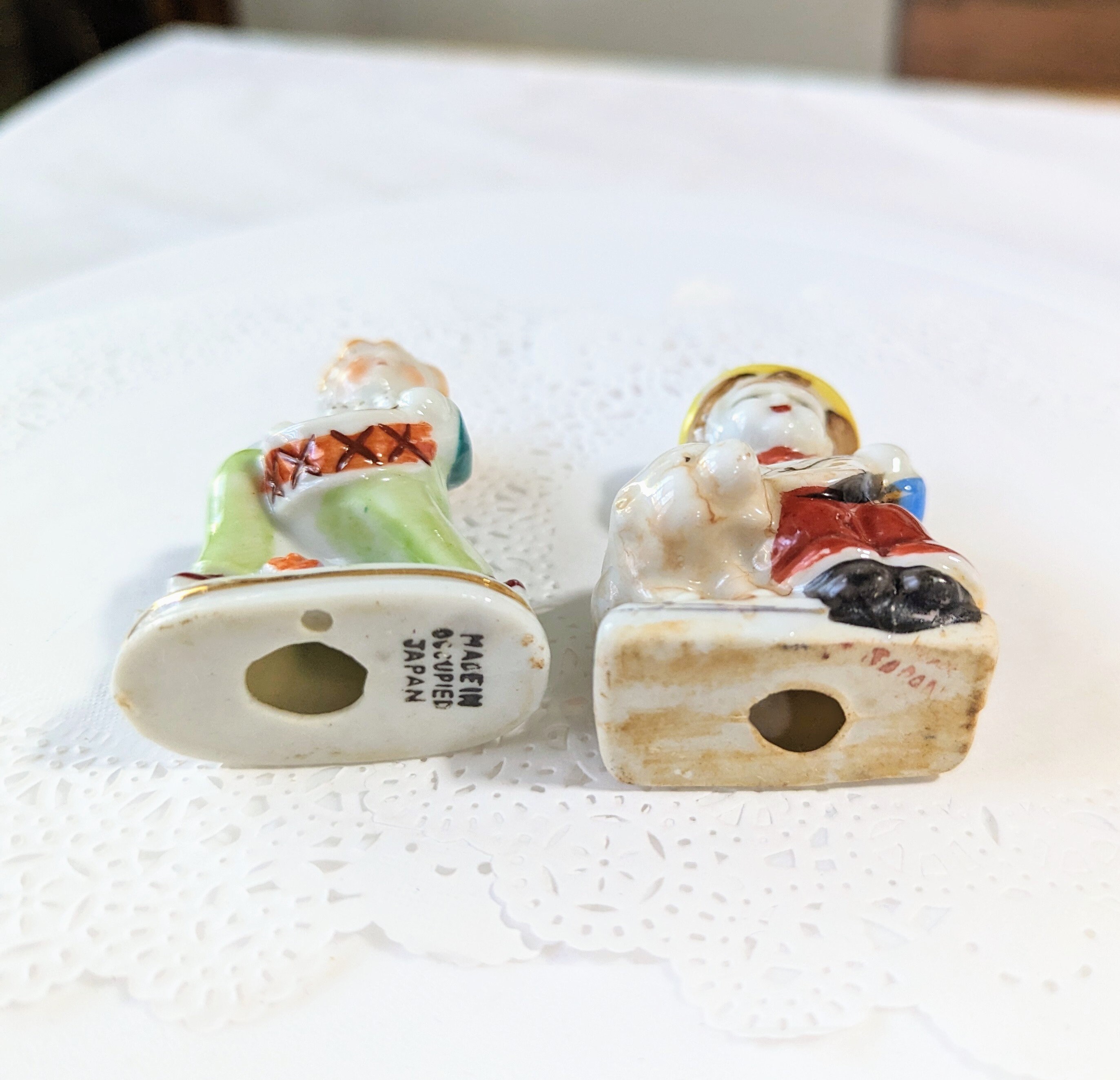 Antique Figurine- Pair- Musical- Japan- Occupied- Drum