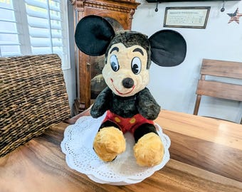 Rare- Vintage- Disney- 1950's- Mickey Mouse - Stuffed -Animal- Disneyland- Mid Century- Collector- Walt Disney- 18 Inch- Kitsch- Free Ship