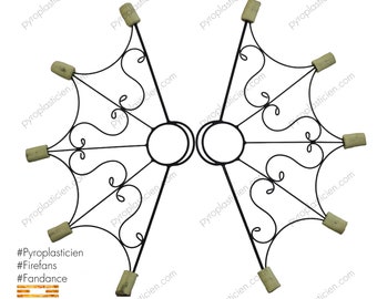 Ventilatori da fuoco per spettacoli, modello a 5 bracci con motivo a "S"