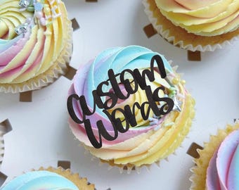 Personalised Glitter Cupcake Toppers: Custom Cake Charms Name Cake Charms Birthday Cake