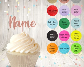 Custom Glitter Cupcake Topper: PersonaliSed Party Decoration Cupcake topper on stick