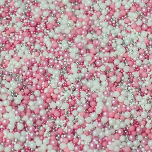 7mm 25g Edible Pearls Non Pareils Dragees Sugar Balls Pink White Cake  Decoratio