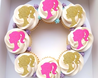 Princess Glitter Cupcake Topper Charms, Girl Birthday Party Decorations Doll Head