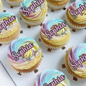 Benutzerdefinierte Cupcake Topper Kuchen Charme Glitter Cupcake Topper Karte Geburtstagskuchen Topper Name Charm Double Layered Cupcake Topper