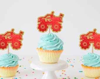 Monstertruck Cupcake Toppers: Geburtstags-Party-Kuchendekorationen