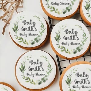 Essbare Cupcake Kuchenstecker Personalisiertes Oblatenpapier, Oblatenkarte oder Icing Sheets Drink Toppers Hochzeit Babyparty Taufe Grüner Kranz