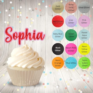 Benutzerdefinierte Kuchen Topper auf Stick Kuchen Charme Glitter Cupcake Topper Karte Geburtstagskuchen Topper Name Charm Double Layered Cupcake Topper