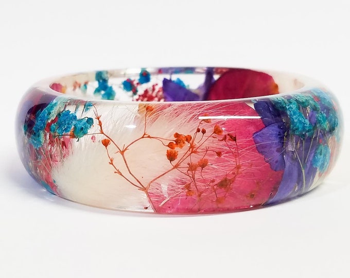 Resin Bangle Bracelet Real Flower Bracelet Real Flower Etsy