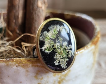 Real flower resin ring, cottagecore ring, pressed flower jewelry, retro resin ring, nature jewelry, botanical jewelry, handmade gifts, gift