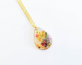 December Birth Flower Necklace: Narcissus Real Flower Jewelry