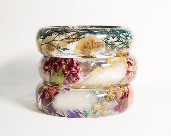 Bracelet de fleurs réelles, bracelet de plantes naturelles, bracelet inspiré de la nature, bracelet de fleurs, bijoux de fleurs, cadeau de maman végétale, cadeau pour elle