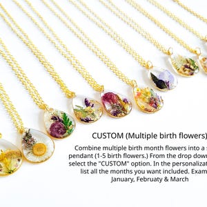 Birth Month Flower Necklace, Pressed Flower Resin Jewelry, Personalized Gift for Her, Botanical  Pendant, Unique Birthstone Jewelry