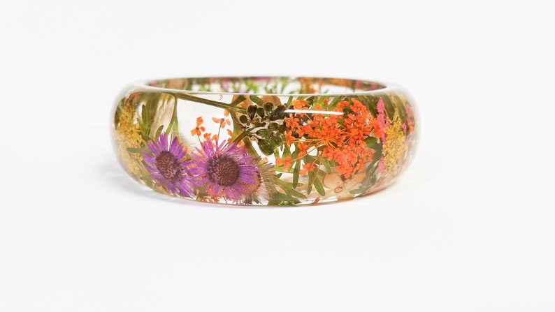 Unique gift for mom, mother's day gift, pressed flower bangle, real flower bracelet, nature jewelry, pressed flower jewelry, nature inspired image 5