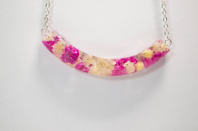 Pink baby's breath flower necklace real flower necklace Etsy