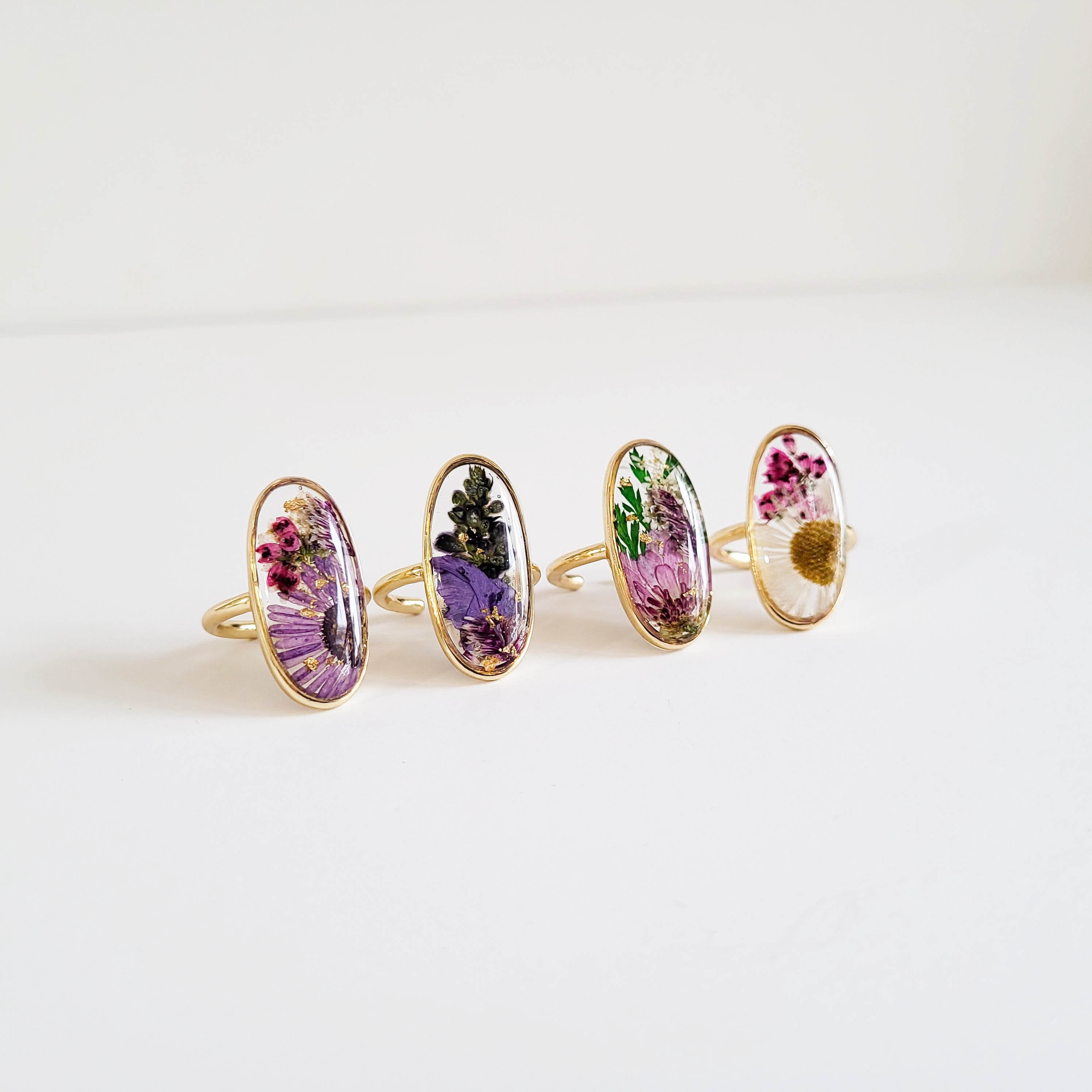 Personalized birth flower ring, birth month flower jewelry, personalized birthday gift for her, nature inspired ring, custom resin ring