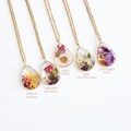Personalized Birth Flower Necklace – Real Pressed Flower Jewelry, Meaningful Keepsake Pendant, Custom Birth Month Gift for Her