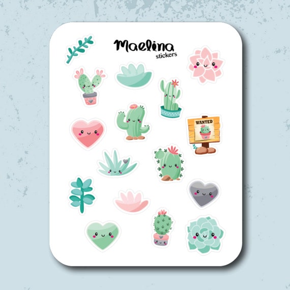 Planner Sticker Stickers Valentine S Day Cactus Etsy