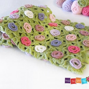 Flower Crochet Baby Blanket Pattern , Blanket for Baby Pattern , Baby Afghan , Step by Step Photo Tutorial,  PDF Instant Download, Baby gift