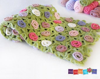 Flower Crochet Baby Blanket Pattern , Blanket for Baby Pattern , Baby Afghan , Step by Step Photo Tutorial,  PDF Instant Download, Baby gift