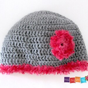 Crochet Hat Pattern, PDF Crochet Hat For Teen, Flower Hat, Beanie Hat With Flower Motif, Crochet Pattern PDF , Instant Download Easy Pattern