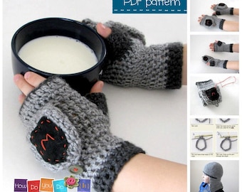 Fingerlose Ritter Handschuhe für Jungen Ritter Fäustlinge mit Klappe Häkelanleitung Sofort Download Anfänger Foto Anleitung Ritter Kostüm häkeln