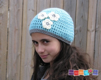 Häkelanleitung für Mädchen, Mütze für Mädchen, Mütze mit Blume, Fotoanleitung, PDF Sofort Download, Anfänger häkeln, Blumenmotiv, Kindermütze