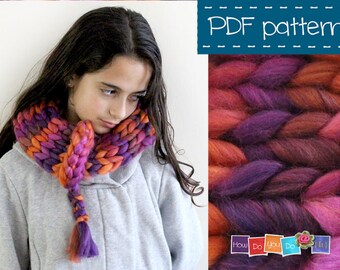 Chunky Yarn Knitting Pattern , Infinity Scarf , Cowl Pattern , Easy Knitting , Instant Download PDF , Beginner Knitting Pattern , Bulky Yarn